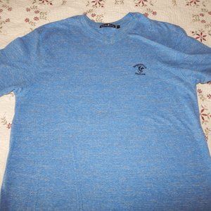 Men's Short-Sleeved Beverly Hills Polo Club T-shirt - V-Neck - Size Large - Blue